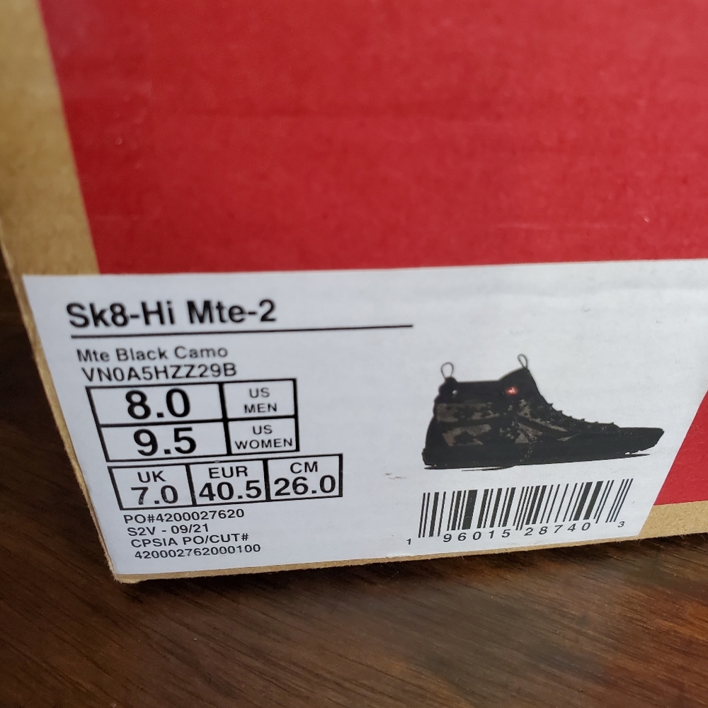 Vans Sk8-Hi Mte-2 Black Camo Men Size 8, Women Size 9.5 - Picture 14 of 14